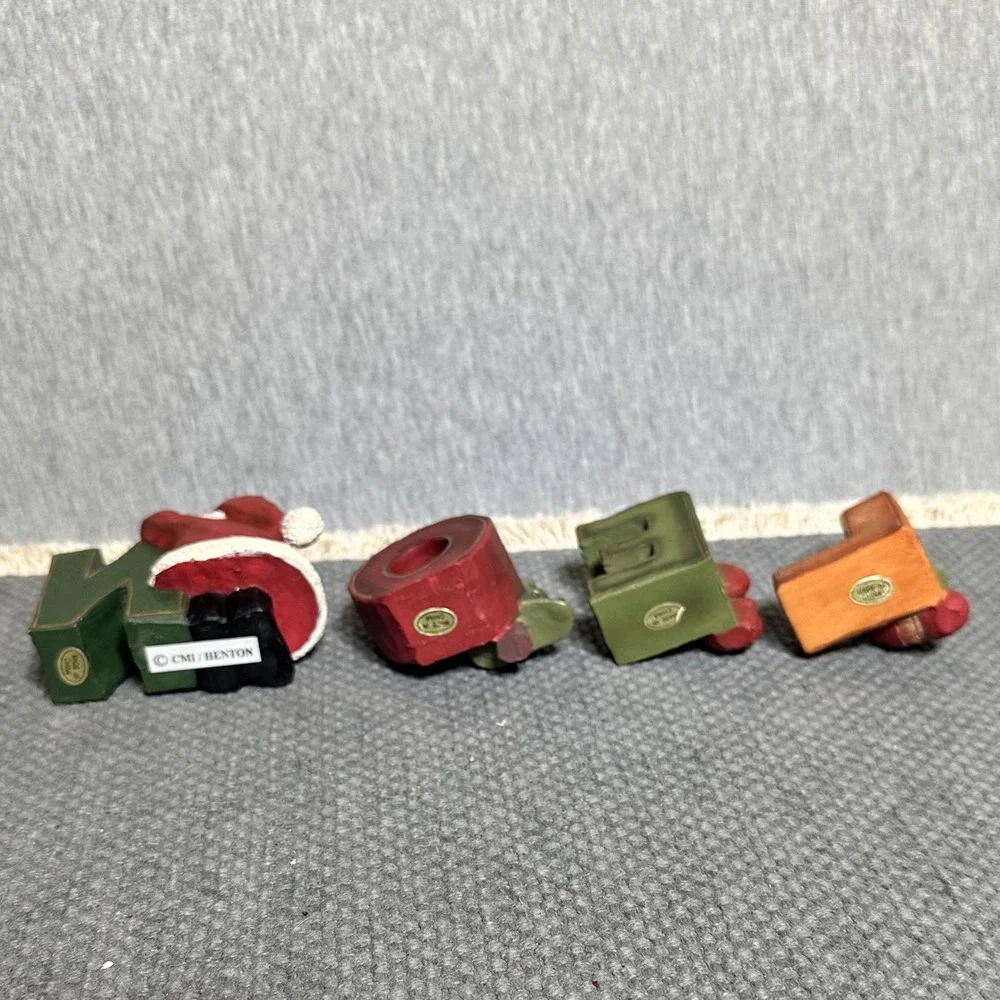 CMI Henton Noel Christmas Block Letter Figurines Santa Tree Mittens Stocking Set